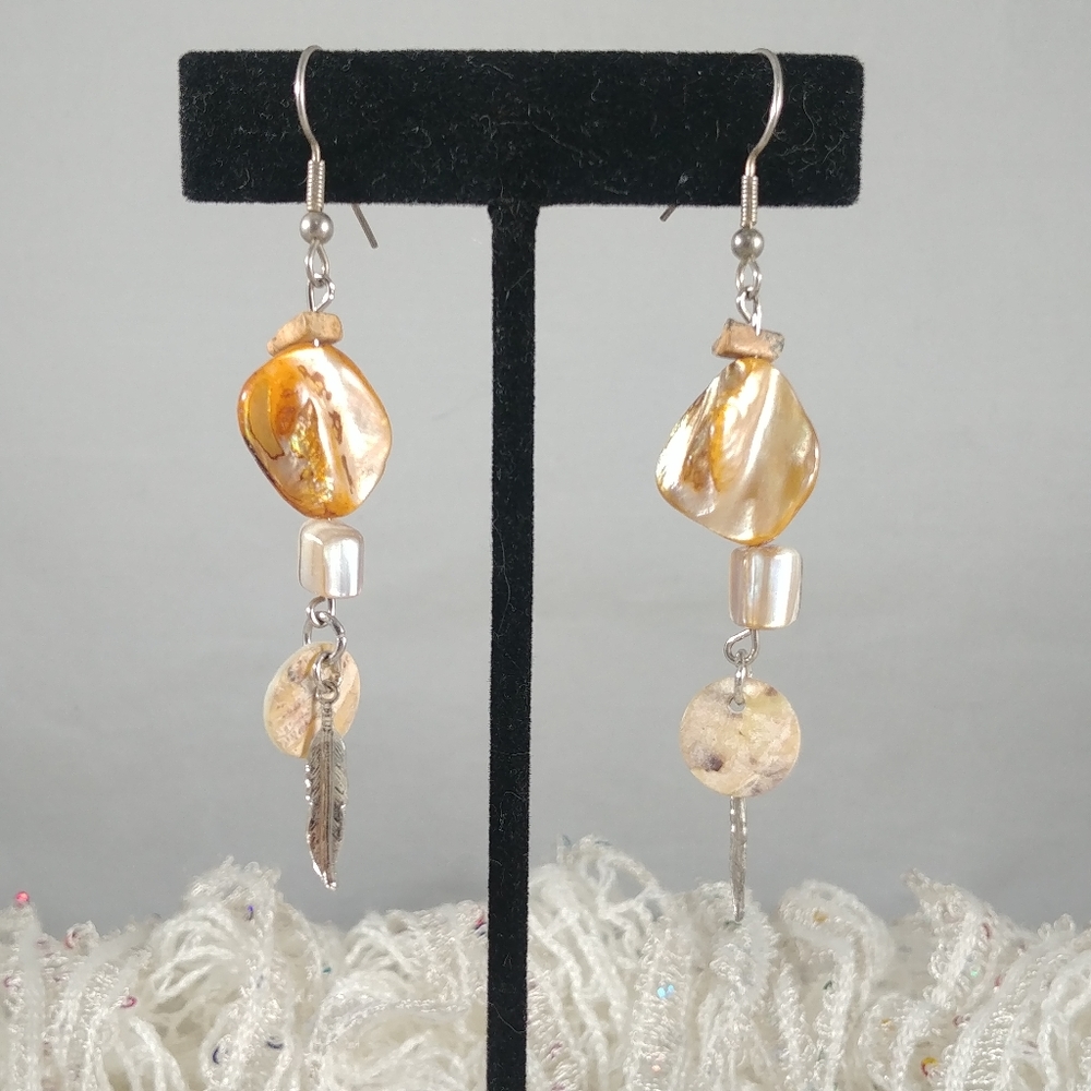 Mother of pearl shell beaded earrings
